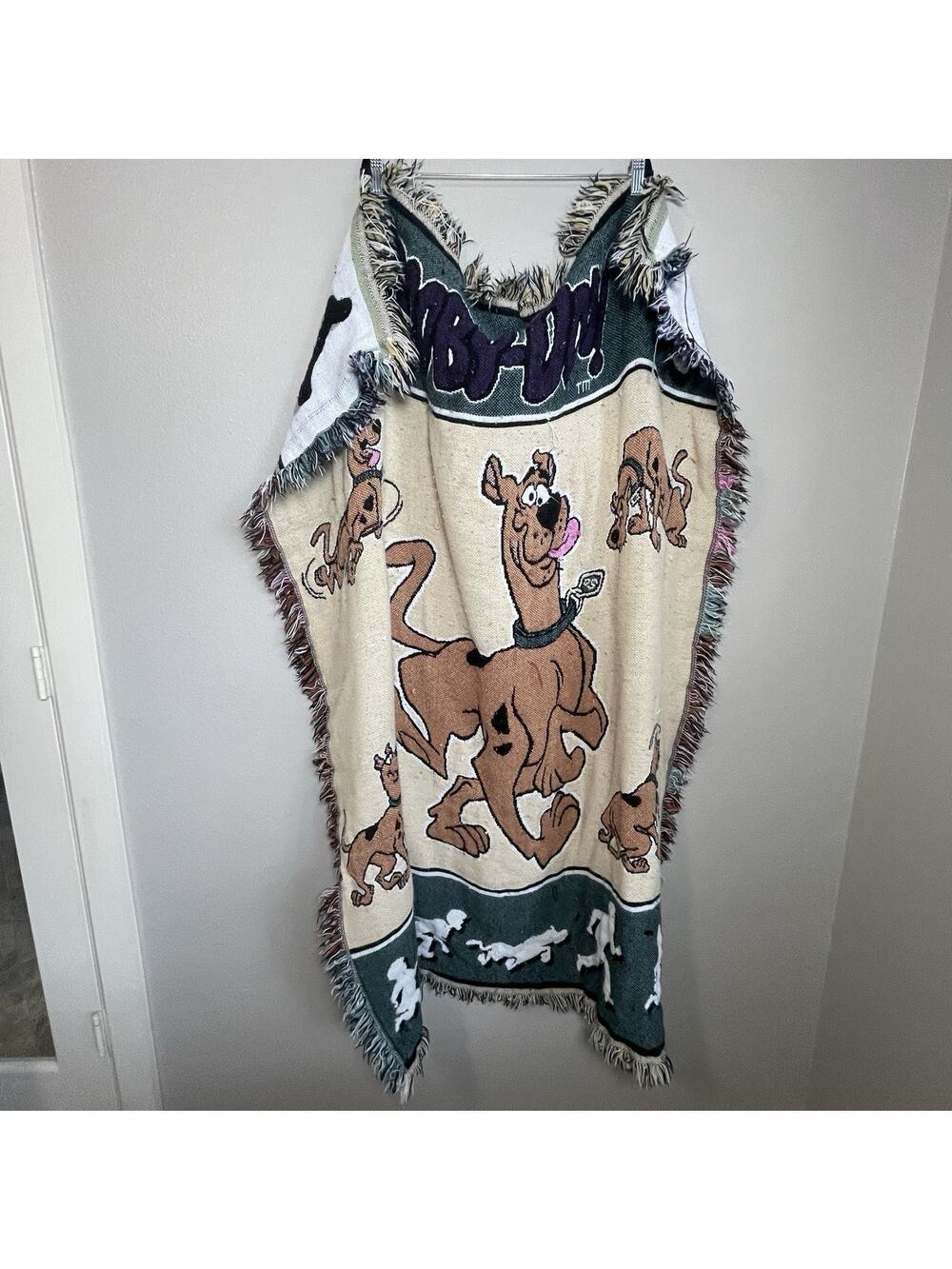 VTG 90s Scooby Doo Throw Blanket Tapestry With The Mystery Gang Rare Collectible
